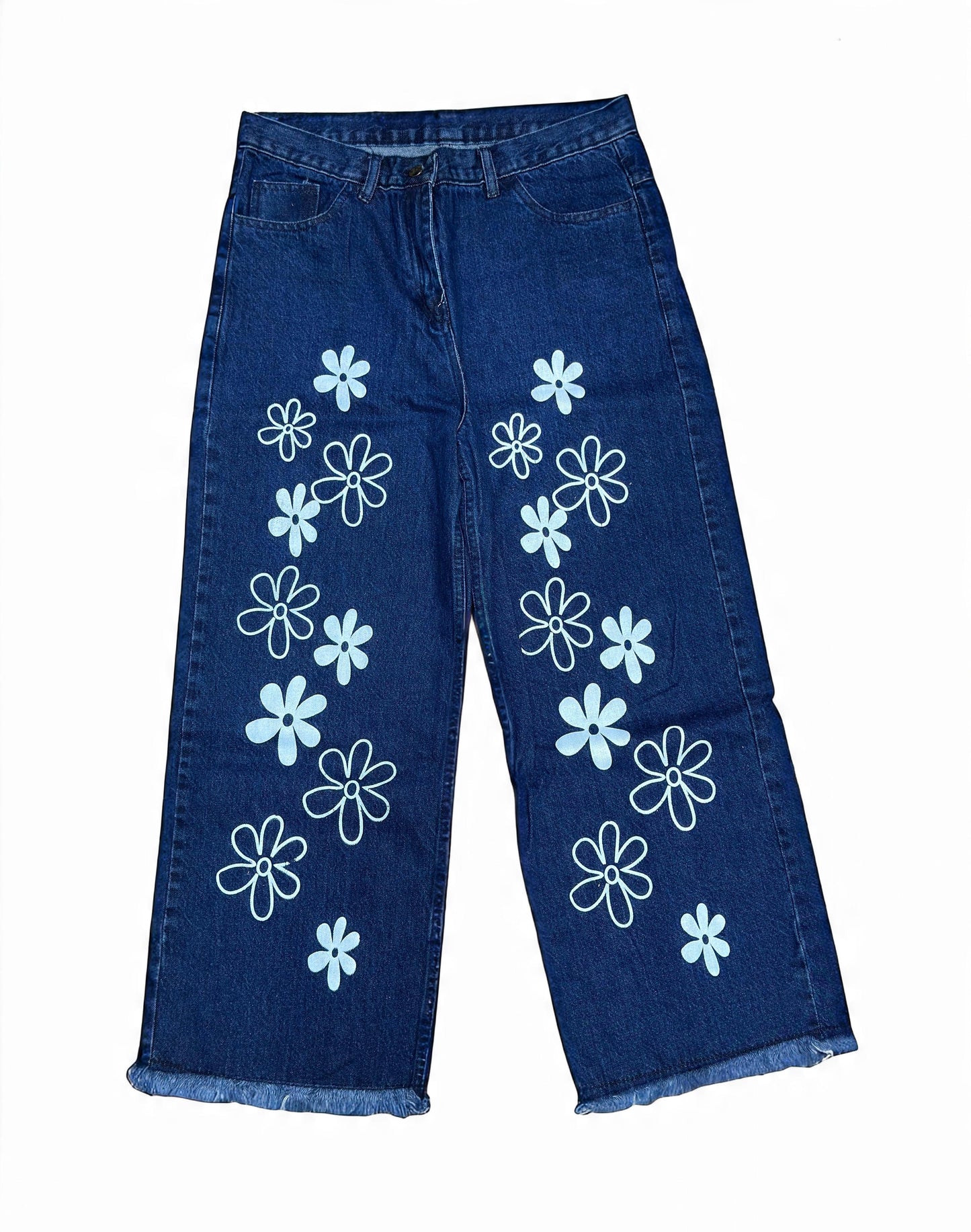 WIDE LEG FLORAL JEANS