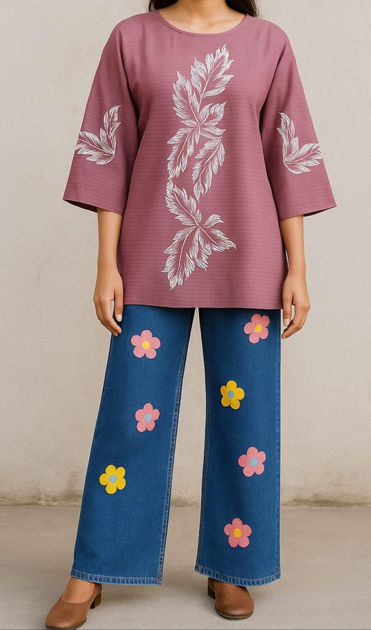 FLORAL  WOMEN JEANS